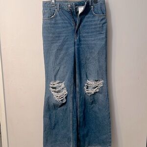Divided blue jeans distress oversize wide leg grunge y2k retro